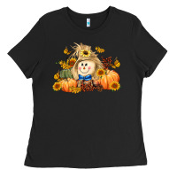 Black fall scarecrow Ladies Tee - LillyAllenDesigns