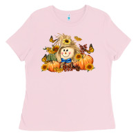 Bubblegum Pink fall scarecrow Ladies Tee - LillyAllenDesigns