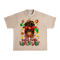 French Oak santas favorite lunch lady afro messy bun Urban Heavy Tee - texasbilliewilder