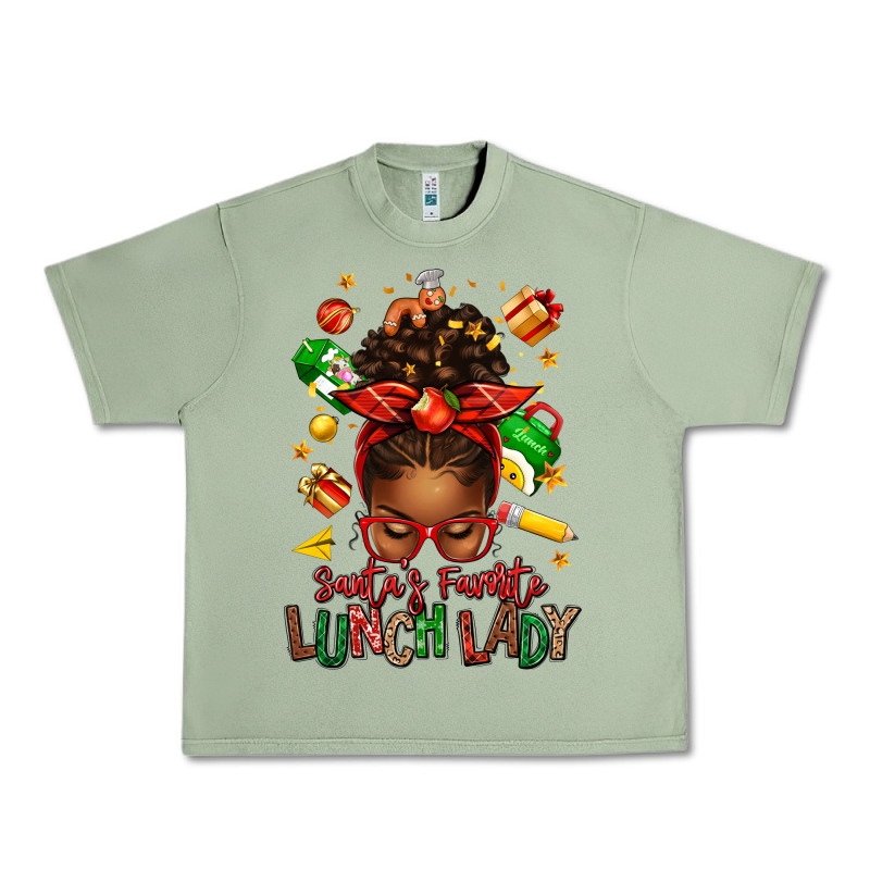 Santas Favorite Lunch Lady Afro Messy Bun Urban Heavy Tee by texasbilliewilder | Teevron