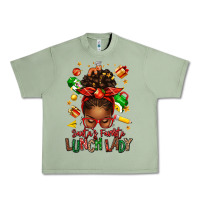Oil Green santas favorite lunch lady afro messy bun Urban Heavy Tee - texasbilliewilder