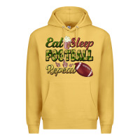 Antique Gold eat sleep football repeat Premium Hoodie - BundleAndBundleShop