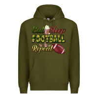 Army Green eat sleep football repeat Premium Hoodie - BundleAndBundleShop