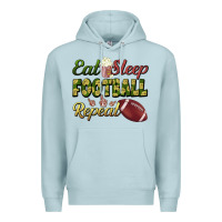 Blue Mist eat sleep football repeat Premium Hoodie - BundleAndBundleShop