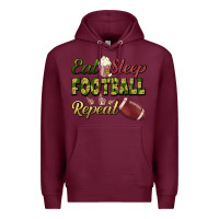 Burgundy eat sleep football repeat Premium Hoodie - BundleAndBundleShop