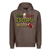 Coffee eat sleep football repeat Premium Hoodie - BundleAndBundleShop