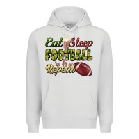 Dove Grey eat sleep football repeat Premium Hoodie - BundleAndBundleShop