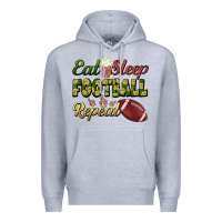 Heather Grey eat sleep football repeat Premium Hoodie - BundleAndBundleShop