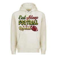 Oatmeal Heather eat sleep football repeat Premium Hoodie - BundleAndBundleShop