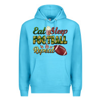 Ocean Blue eat sleep football repeat Premium Hoodie - BundleAndBundleShop