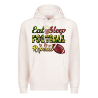 Pale Pink eat sleep football repeat Premium Hoodie - BundleAndBundleShop