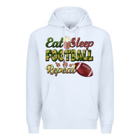 White eat sleep football repeat Premium Hoodie - BundleAndBundleShop
