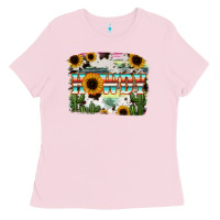 Bubblegum Pink Howdy Serape And Sunflower Ladies Tee - RanaPortraitStore