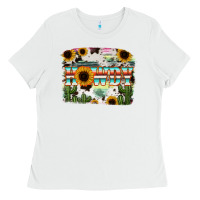 White Howdy Serape And Sunflower Ladies Tee - RanaPortraitStore