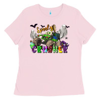 Bubblegum Pink spooky crusher monster truck Ladies Tee - LillyAllenDesigns