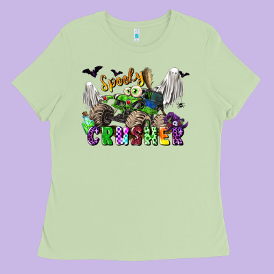 Spooky Crusher Monster Truck Ladies Tee Designed By Lillyallendesigns
