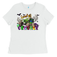 White spooky crusher monster truck Ladies Tee - LillyAllenDesigns