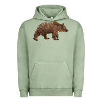 Pigment Oil Green bear Urban Hoodie - BarkalooDesign