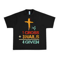 Black Vintage 1 Cross 3 Nails Forgiven Christian Easter Gift Urban Heavy Tee - lanVoArt