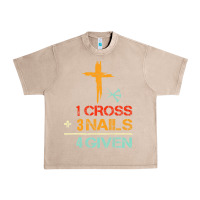 French Oak Vintage 1 Cross 3 Nails Forgiven Christian Easter Gift Urban Heavy Tee - lanVoArt