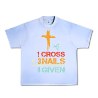Grape Ice Vintage 1 Cross 3 Nails Forgiven Christian Easter Gift Urban Heavy Tee - lanVoArt
