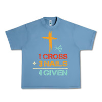 Pebble Blue Vintage 1 Cross 3 Nails Forgiven Christian Easter Gift Urban Heavy Tee - lanVoArt