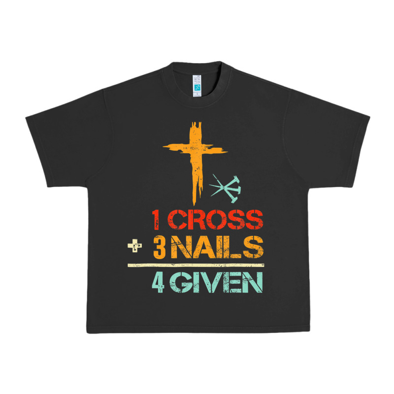 Vintage 1 Cross 3 Nails Forgiven Christian Easter Gift Urban Heavy Tee by lanVoArt | Teevron