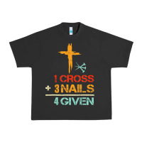 Pigment Black Vintage 1 Cross 3 Nails Forgiven Christian Easter Gift Urban Heavy Tee - lanVoArt