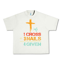 Pistachio Vintage 1 Cross 3 Nails Forgiven Christian Easter Gift Urban Heavy Tee - lanVoArt