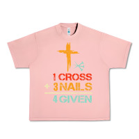 Salmon Vintage 1 Cross 3 Nails Forgiven Christian Easter Gift Urban Heavy Tee - lanVoArt