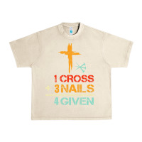 Sandshell Vintage 1 Cross 3 Nails Forgiven Christian Easter Gift Urban Heavy Tee - lanVoArt