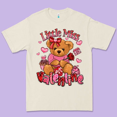Little Miss Valentine Teddy Bear Premium Tee Designed By Lillyallendesigns