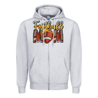 Heather Grey Football Mom Zipper Hoodie - CowhideDigitalArt