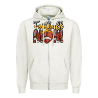 Oatmeal Heather Football Mom Zipper Hoodie - CowhideDigitalArt