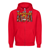 Red Football Mom Zipper Hoodie - CowhideDigitalArt