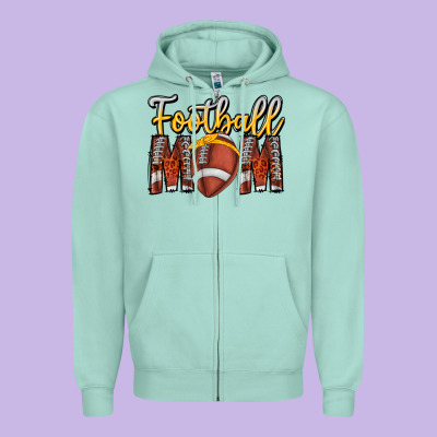 Football Mom Zipper Hoodie Designed By Cowhidedigitalart