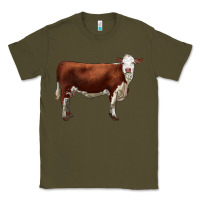Army Green hereford cow Classic Tee - LillyAllenDesigns