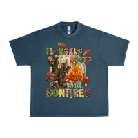 Midnight Navy Flannels boots and bonfires Urban Heavy Tee - NancyCooperArtShop
