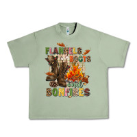 Oil Green Flannels boots and bonfires Urban Heavy Tee - NancyCooperArtShop