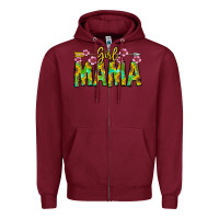 Burgundy Girl Mama Zipper Hoodie - CowhideDigitalArt