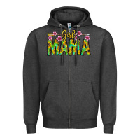 Charcoal Heather Girl Mama Zipper Hoodie - CowhideDigitalArt