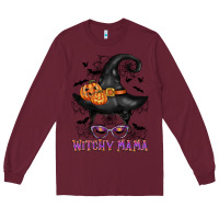 Burgundy witchy mama messy bun Long Sleeve Tee - CowGirlArtShop