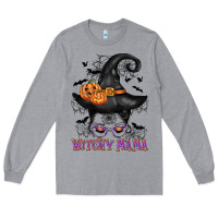 Heather Grey witchy mama messy bun Long Sleeve Tee - CowGirlArtShop