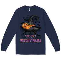Navy witchy mama messy bun Long Sleeve Tee - CowGirlArtShop