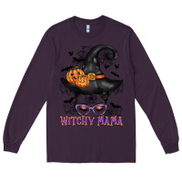 Plum witchy mama messy bun Long Sleeve Tee - CowGirlArtShop