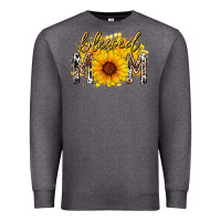 Charcoal Heather blessed mom sunflower Premium Sweatshirt - RacoonDesign