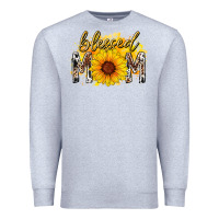 Heather Grey blessed mom sunflower Premium Sweatshirt - RacoonDesign