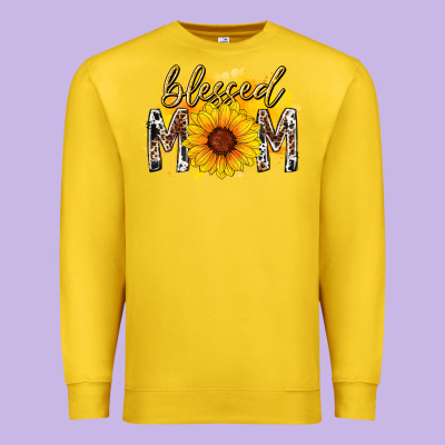 Blessed Mom Sunflower Premium Sweatshirt Designed By Racoondesign