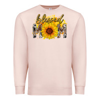 Pale Pink blessed mom sunflower Premium Sweatshirt - RacoonDesign