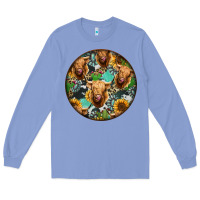 Colony Blue Highland Cow Pattern Long Sleeve Tee - Jasminsmagicworld